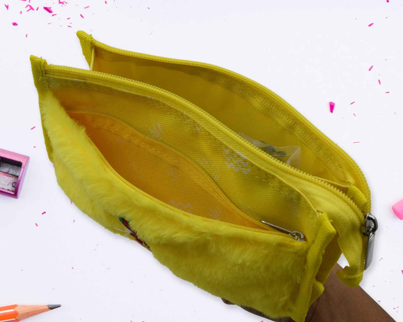 Smart Design Solid Colour Double Pocket Large Capacity with Zipper, Reusable Multipurpose Washable Pouch Pen Pencil Stationary Case Travel, Boys & Girls Pouch with Zip for Travel, School, Stationary (2 Pocket)