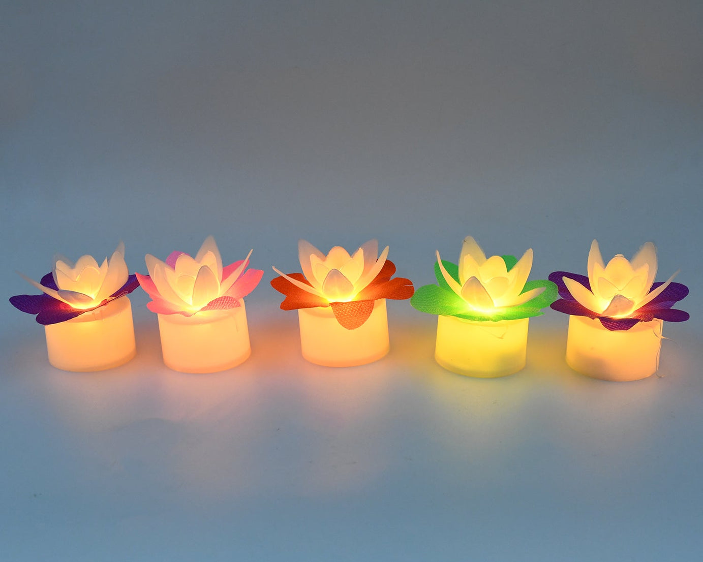 Decoration Candles/Led Diwali Decor Lotus Flower Candle (5 Pc)