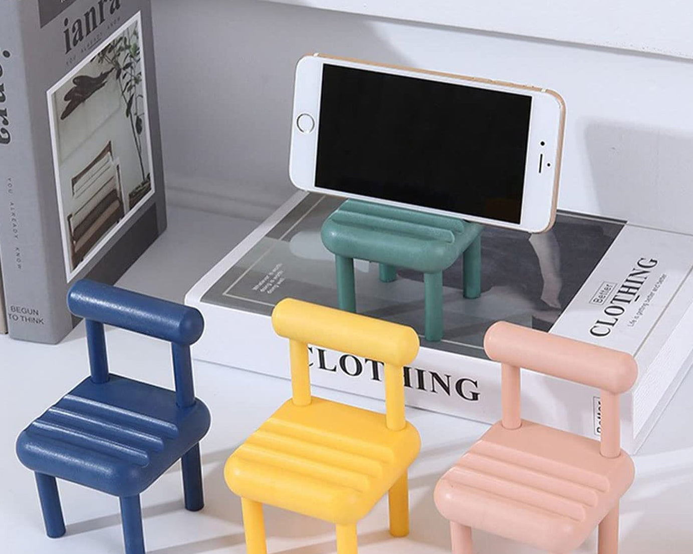 Mobile Phone Holder, Mini Chair Cell Phone Stand, Portable Smartphone Dock, Cellphone Holder for Desktop Design Compatible with All Mobile Phones (1 Pc)
