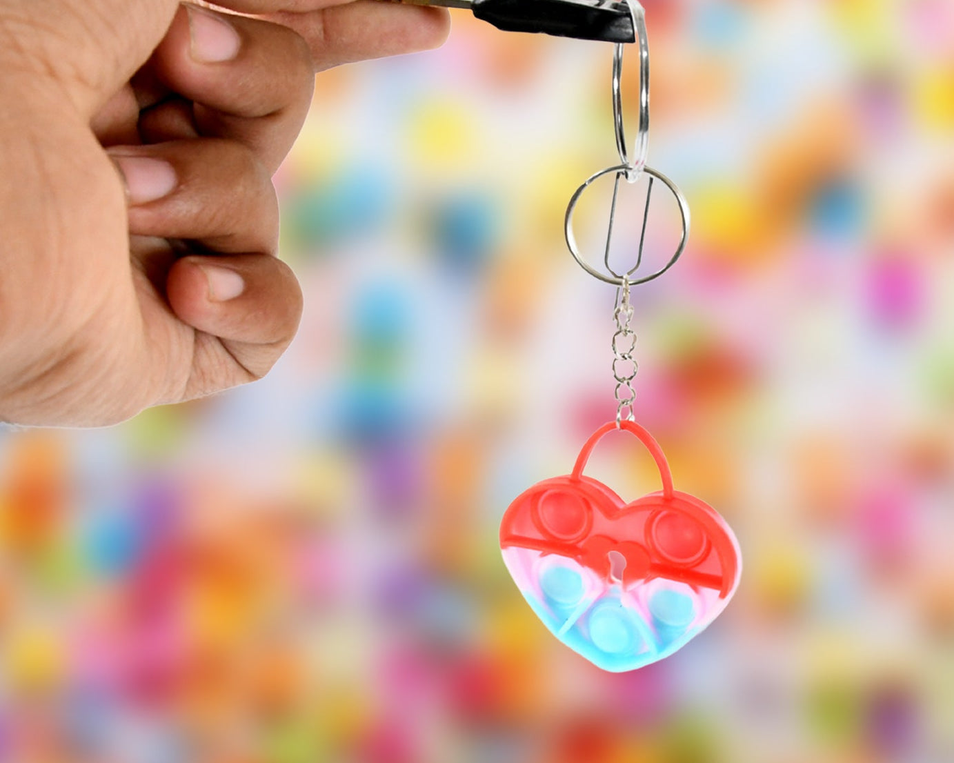 Compact Silicone Pop it Keychain Toy - Birthday Return Gift of Kids - Portable Bubble Popping Fun Stress Relief Fidget Toy (mix design | 1 Pc)