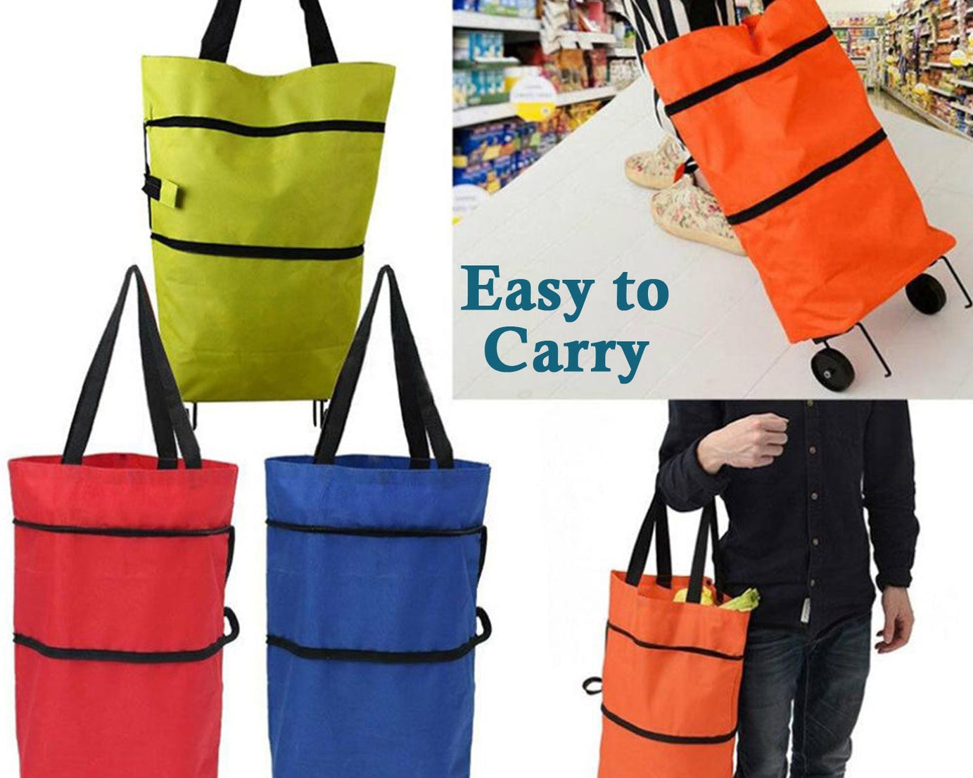 Folding cart bags for travel and shopping, luggage trolley.