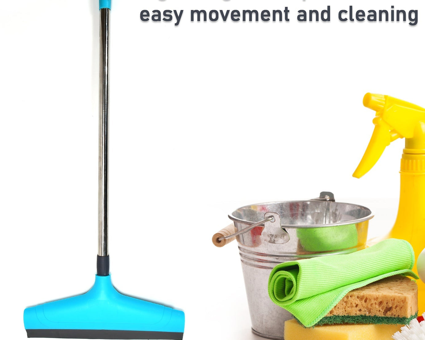 Telescopic floor wiper, 12 inch, plastic handle