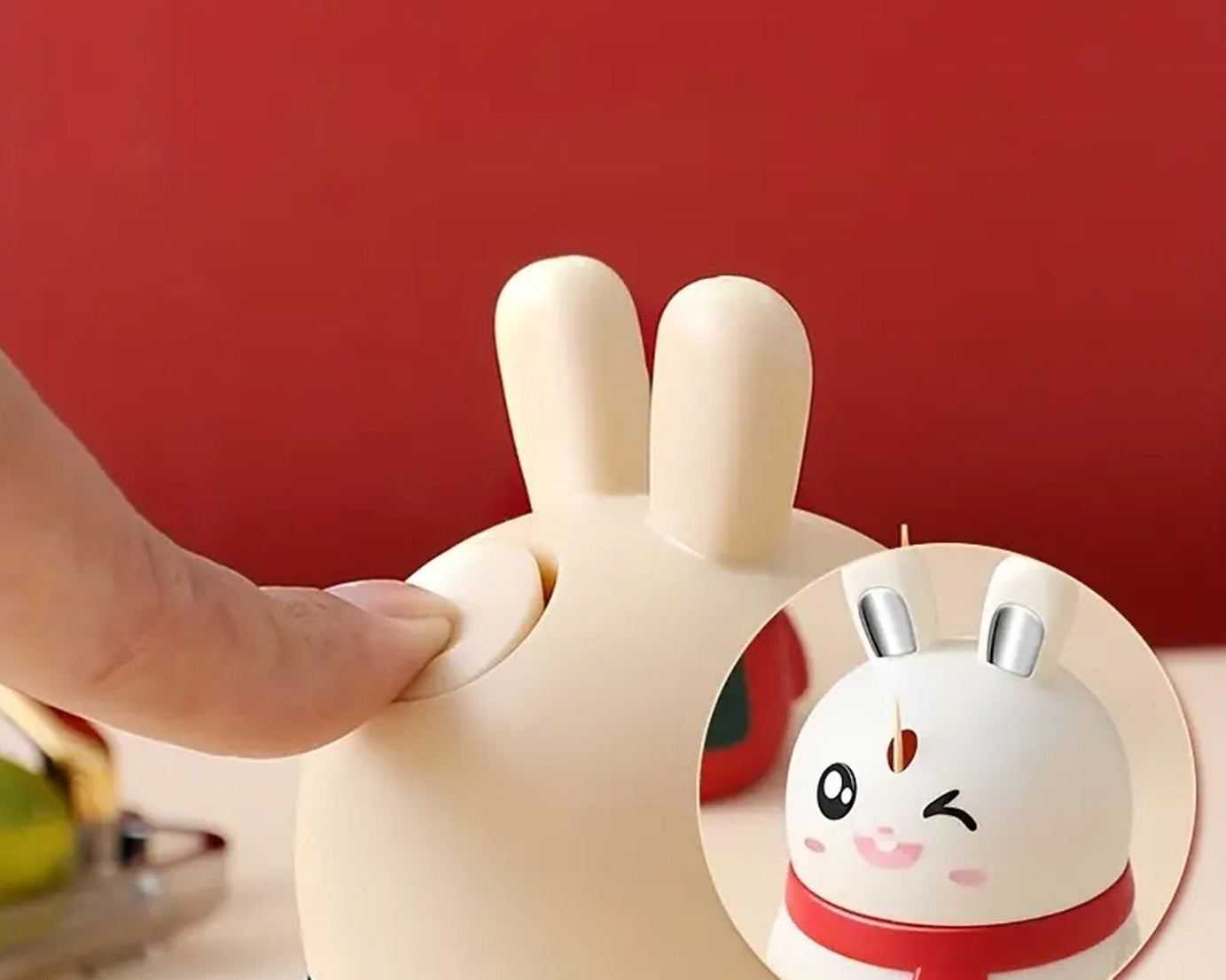Rabbit Shape Toothpick Dispenser Pressing Small Size Accessory Durable Red | Home & Garden | Kitchen, Dining & Bar | Kitchen Storage & Organization | Racks & Holders Dining Room Table Decoration (1 Pc )