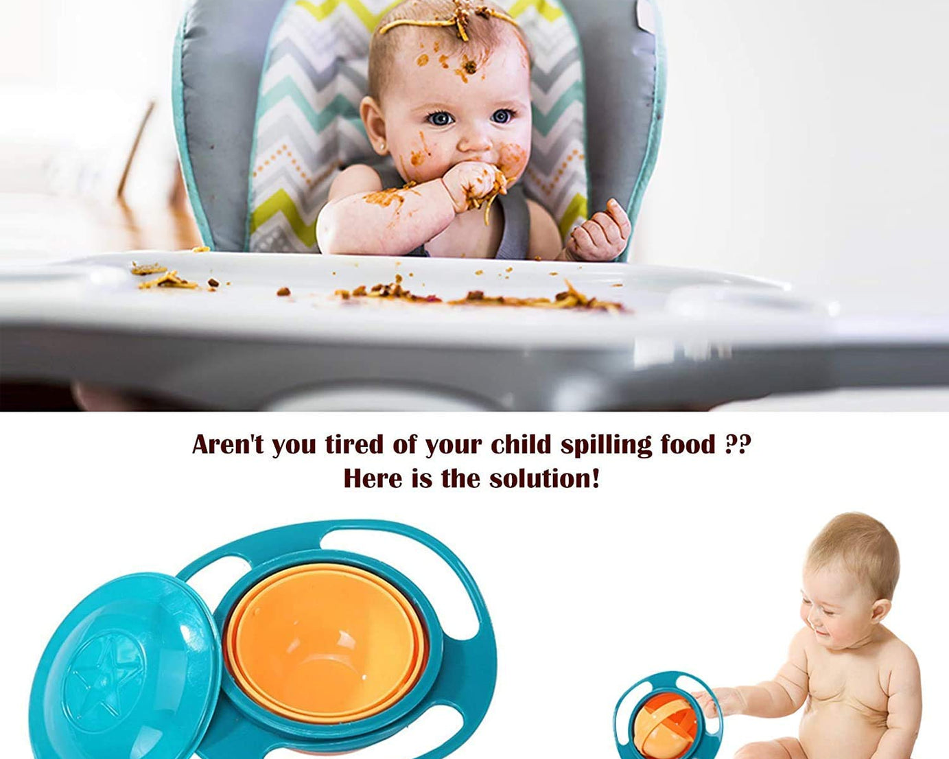 Practical rotating baby bowl for serving food, perfect for toddlers and young children.