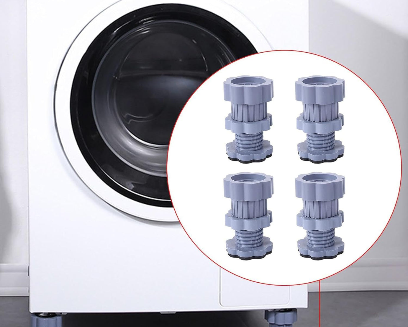 Washing machine support, anti vibration washing machine support adjustable washer anti vibrasion pads, washer & dryer pedestals, Washing Machine Accessory Anti- Skid Pad PVC Lifting Pad Non-Slip ( 4 Pc Set )