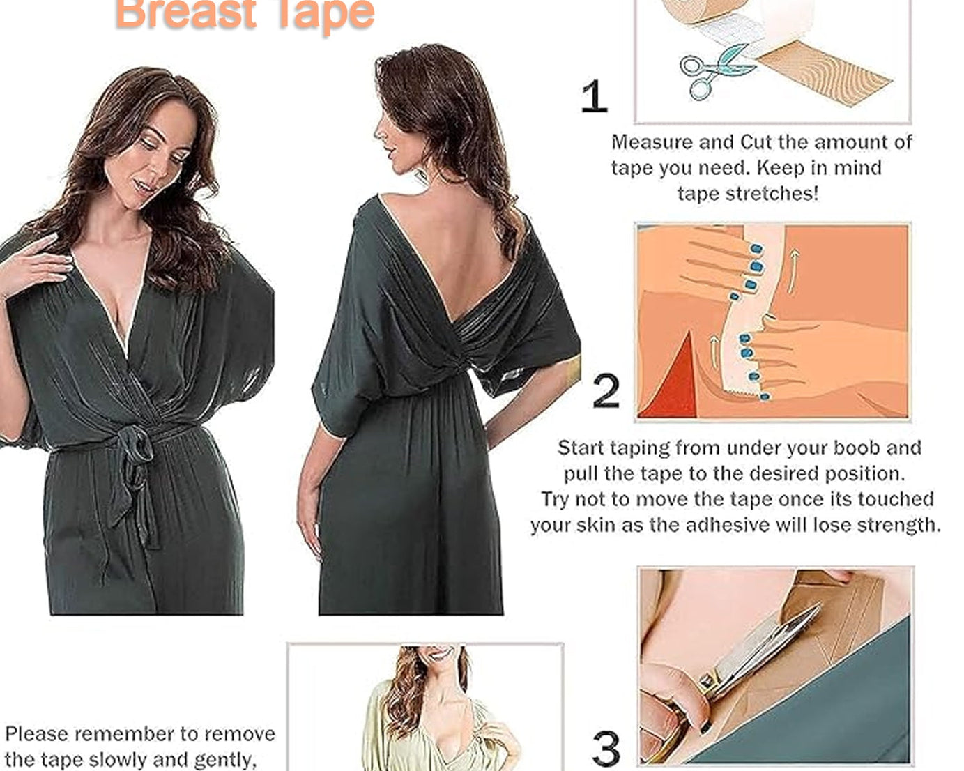 Boob Tape with Nipple Covers: Cotton, Breathable, Lift & Support (5m, 10 Pairs)