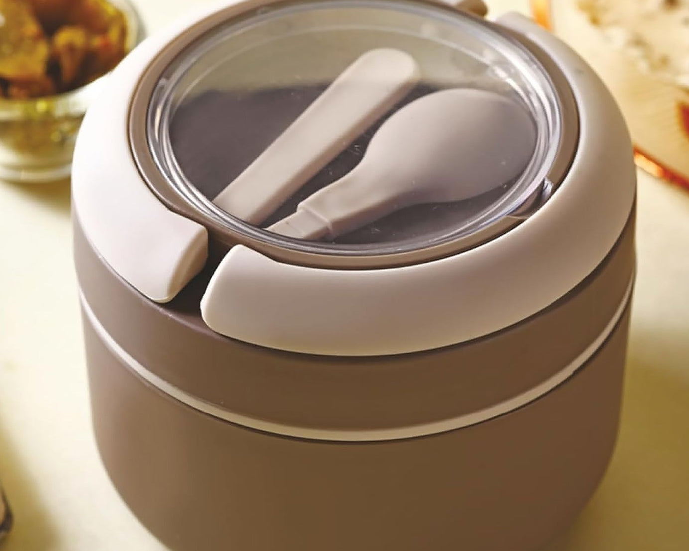 Ganesh Cresta Food Insulated Airtight Leak-Proof Lunch Box With Spoon for Office, School, Picnic (1Pc)