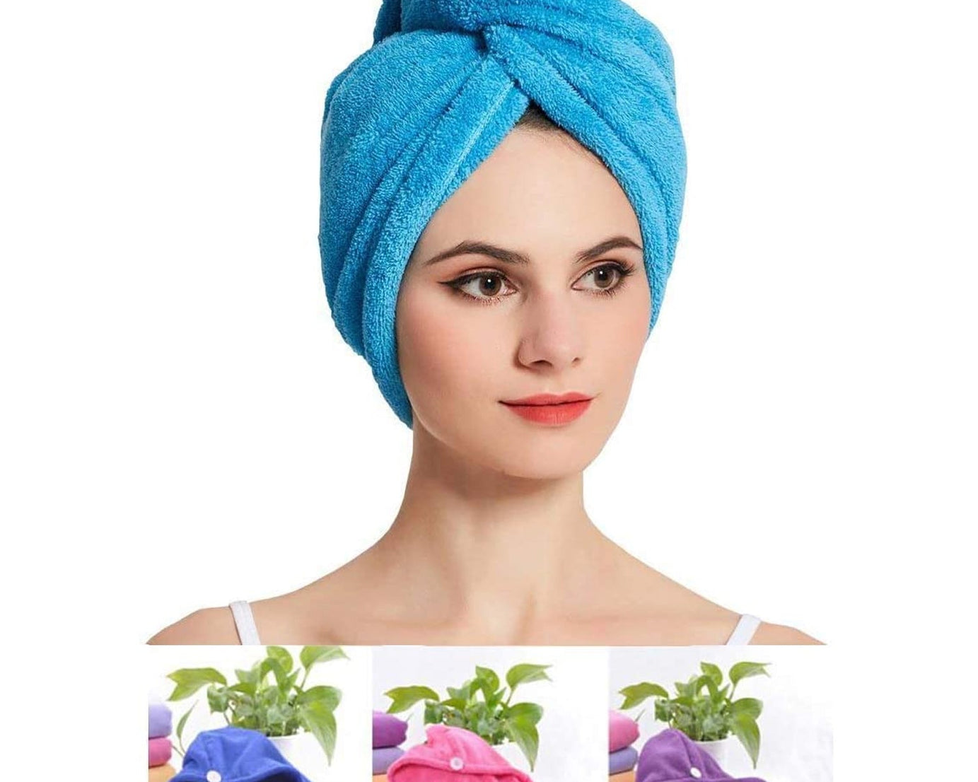 Microfiber Hair Wrap Towel Cap, Quick Turban Hair-Drying Absorbent Microfiber Towel / Dry Shower Caps (1 Pc)