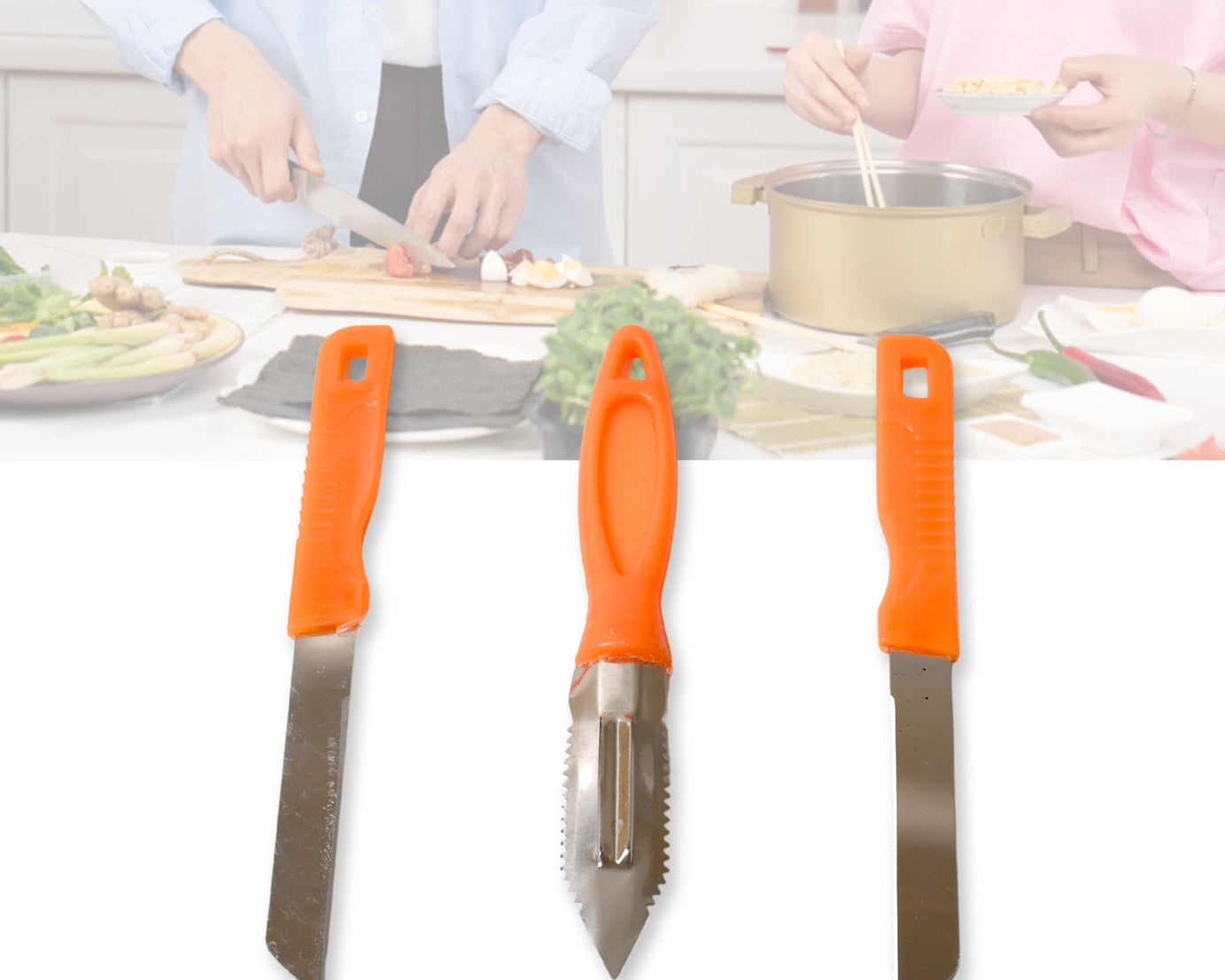 3in1 Multipurpose Stainless Steel Classic Kitchen Knife Set of 3 for Fruits and Vegetable Chopping / Cutting / Peeling, Kitchen Knife / Vegetable Peeler / Plain Knife