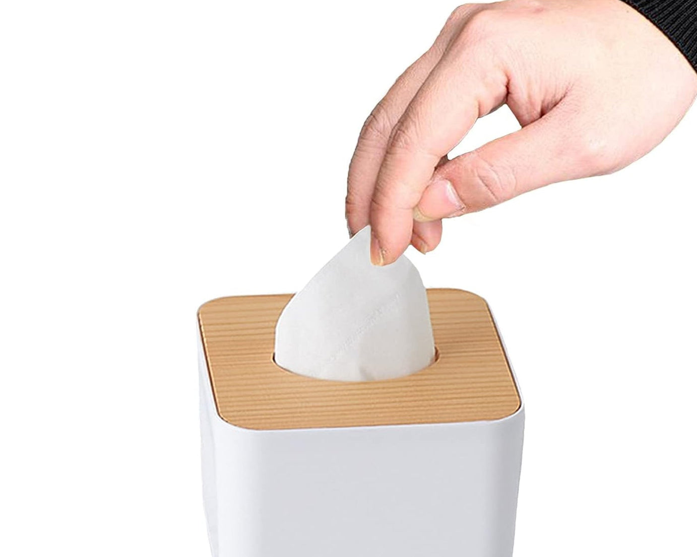 Tissue Box Desktop Stand Bamboo Tissue Cover Box Rectangular Paper Towel Holder Removable Tissue Dispenser for Bathroom Vanity Countertop Bedroom Car Holder Paper Towels Dispenser (1 Pc )