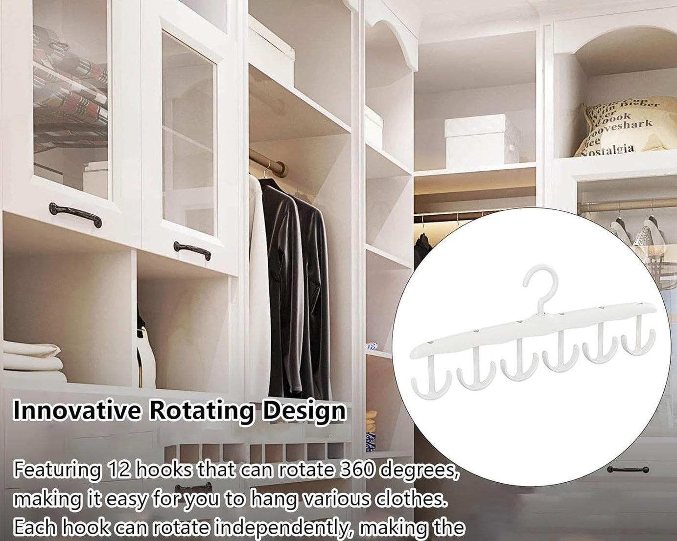 Tank Top Hanger, 12-Hook Space Saving Hanger, Capacity Rotatable Wood Space Saving Hanger Closet Organizers and Storage for Dorm & Apartment for Tank Top