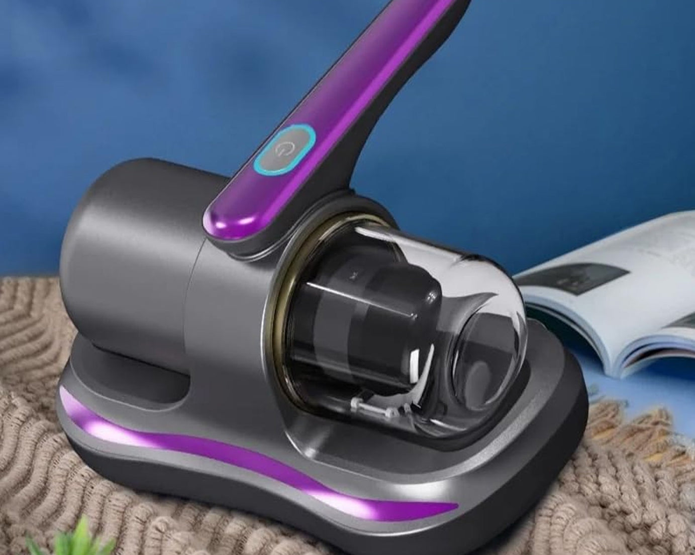Powerful Suction Portable Handheld Vacuum Cleaner - Low Noise Vacuum Cleaner for Bed - Cordless Vacuum Cleaner for Car Seat Crevices Pillows, Mattresses, Sofas Wireless Anti Dust and Mite Cleaner