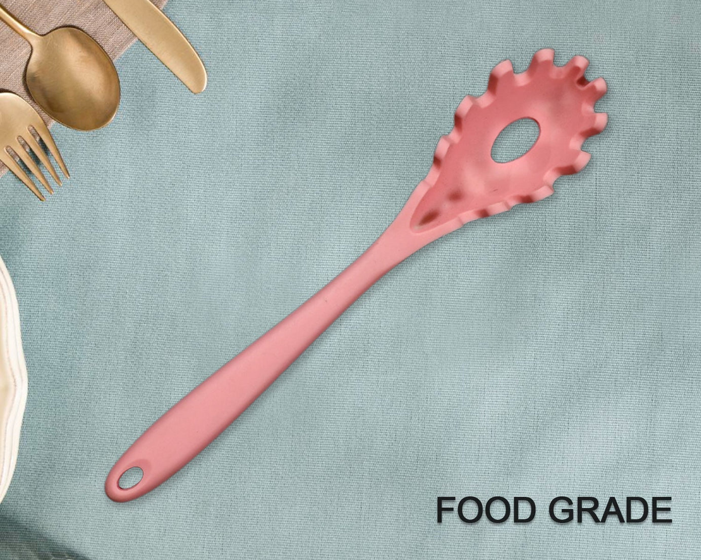 High temperature resistant silicone pasta server spoon