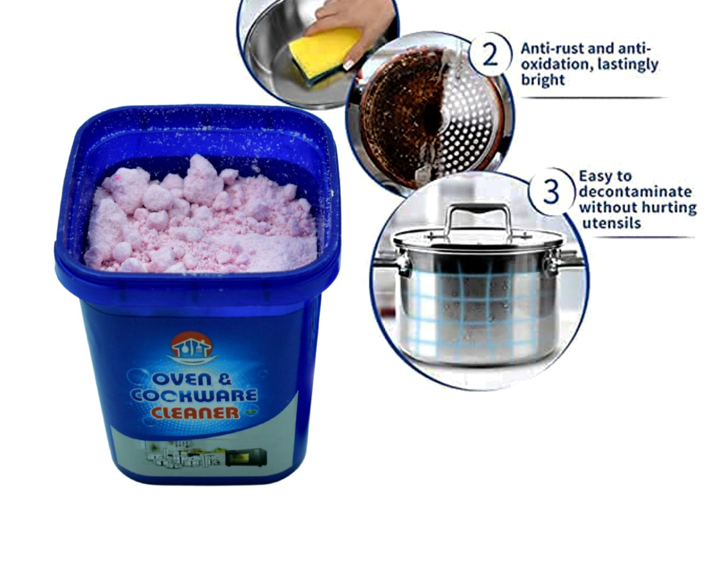 7264 Oven And Cookware Cleaner | Oven And Cookware Cleaner Powder | Stainless Steel Cleaning Powder | Remove Stains from Pots Pans Multi-Purpose Cleaner & Removes Household Clean Universal Cleaning Powder for Removing Rust