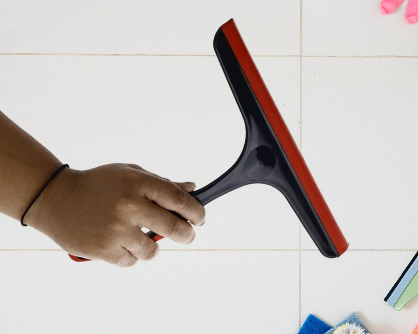 Plastic Kitchen Wiper | Ideal for Kitchen Platform, Windows, Glass, & Car Windshield | Silicone Head | Multicolor | Pack of 1 pc