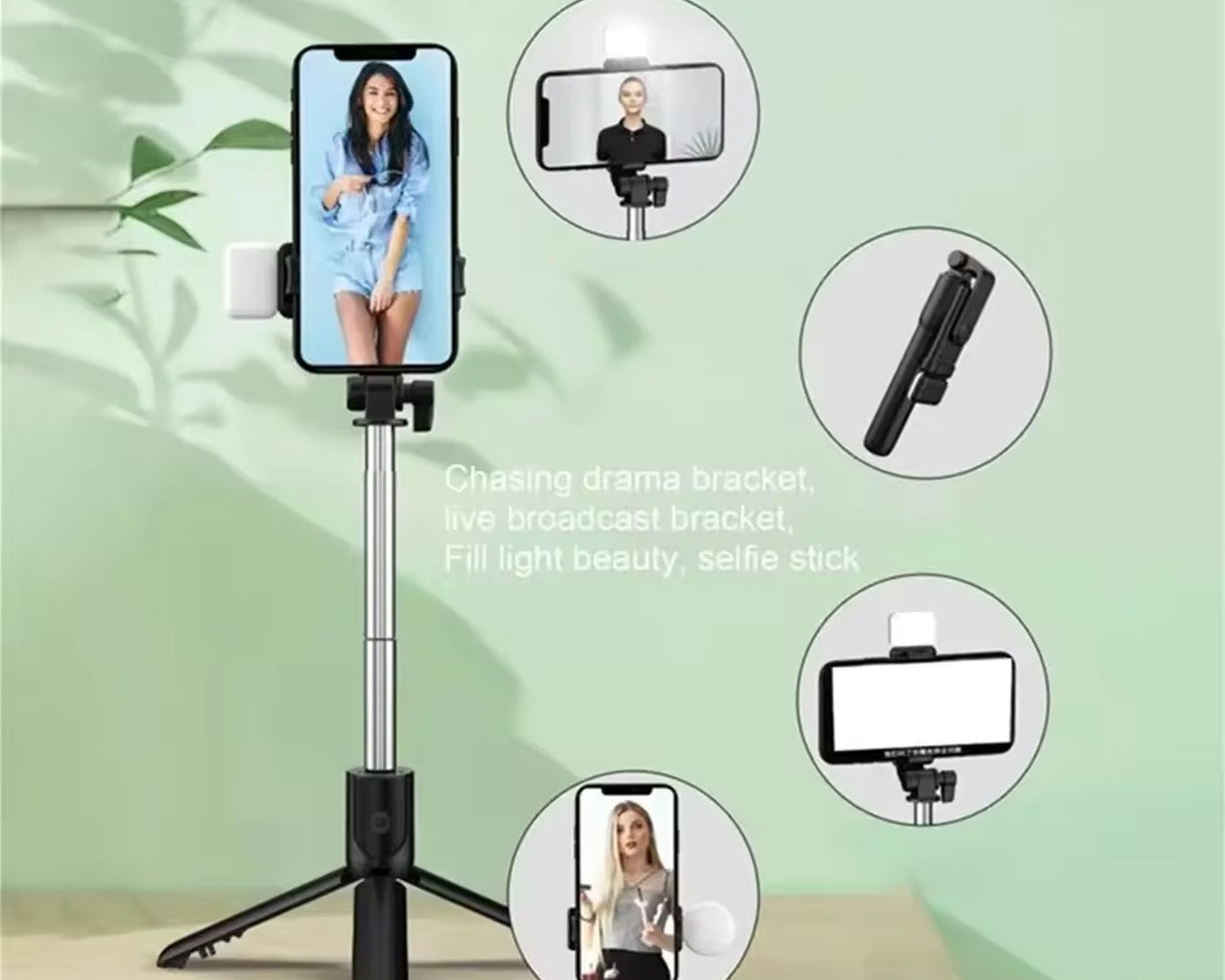 Portable Foldable Selfie Stick with Remote Control, 3-Axis Tripod Hand Stabilizer for Smartphones, TikTok Vlog YouTuber Video Recording (1 Pc)