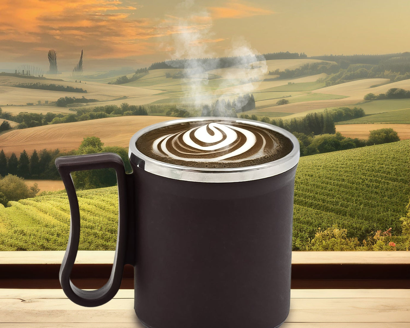 Coffee Mug with Lid and Handle-Plastic Covered Stainless Steel Mug (Random Color, Approx 200 ML)
