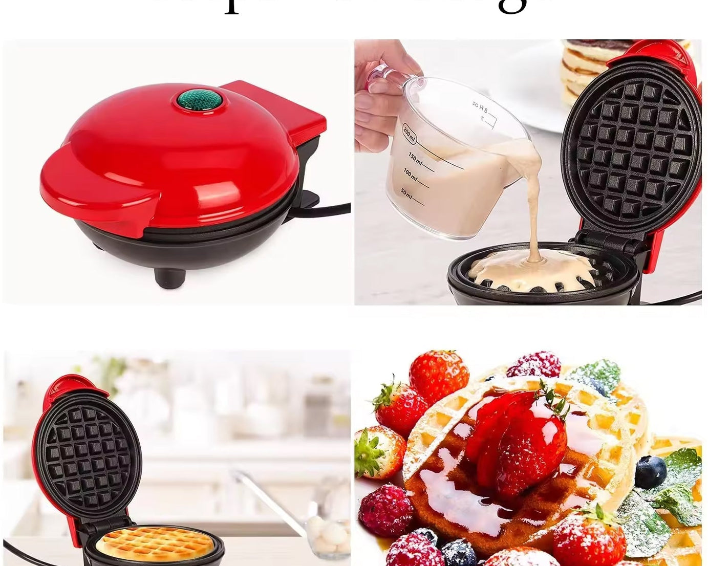 Mini Waffle Maker Machine Waffle Iron Home Appliances Kitchen Gift Easy To Clean, On-Stick Surfaces, Perfect Breakfast, Dessert, Sandwich, Pan Cakes, Paninis / Other Snacks Machine