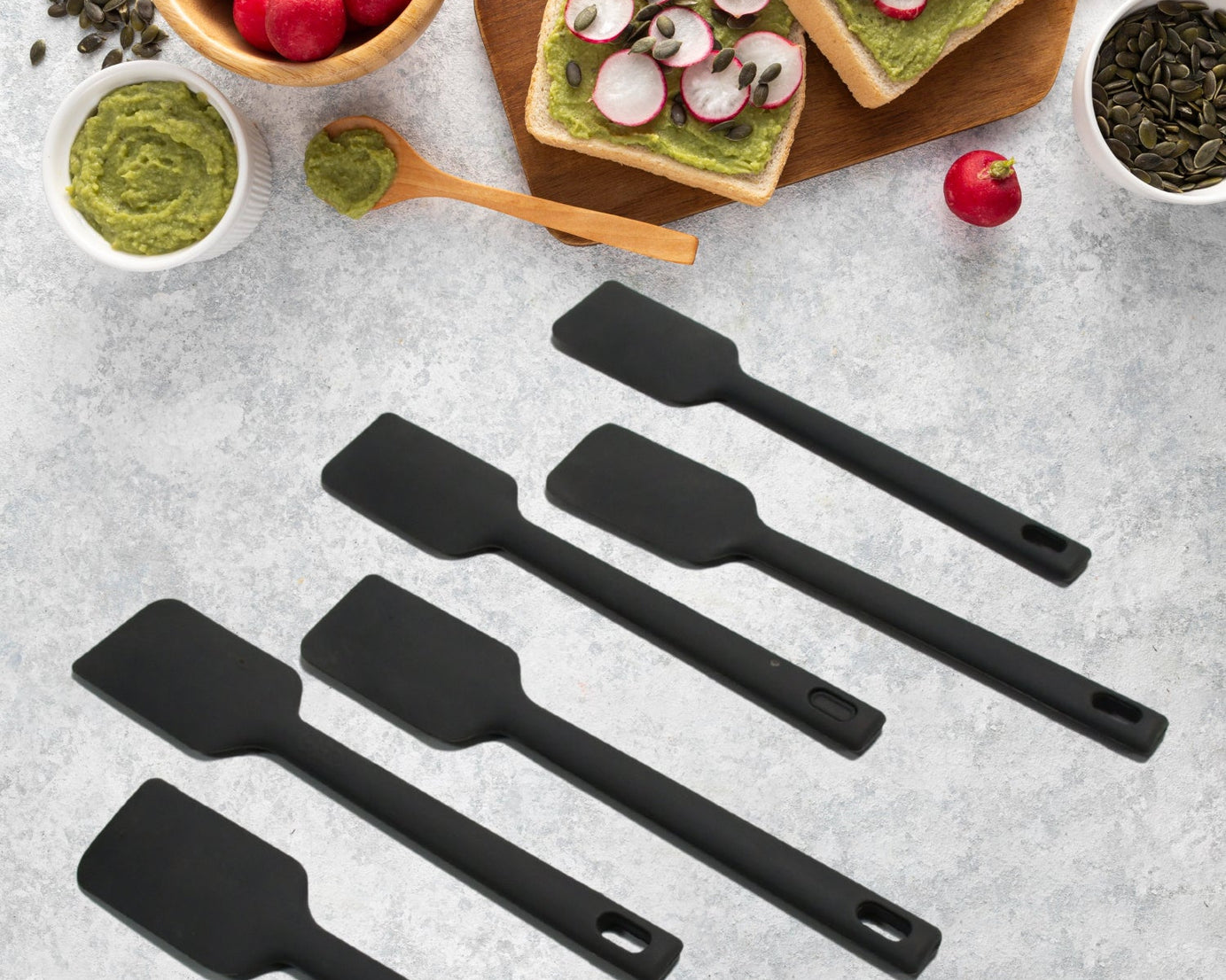 Multipurpose Silicone Spoon, Silicone Basting Spoon Non-Stick Kitchen Utensils Household Gadgets Heat-Resistant Non Stick Spoons Kitchen Cookware Items For Cooking and Baking (6 Pcs Set)