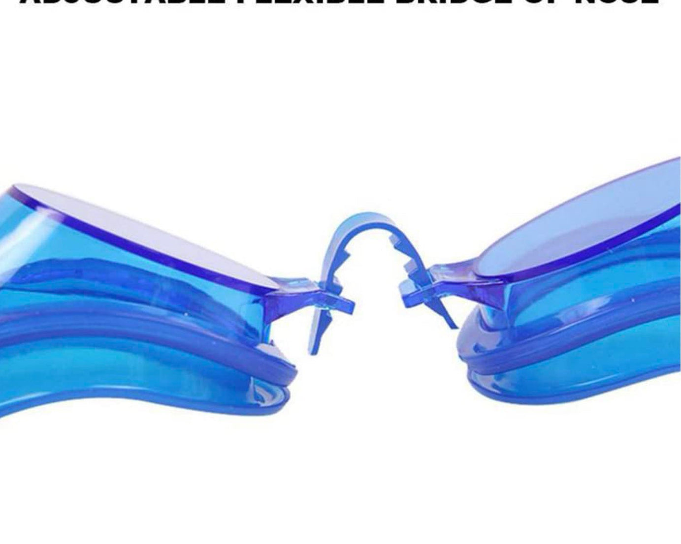 Close-up of anti-fog swimming goggles with clear lenses