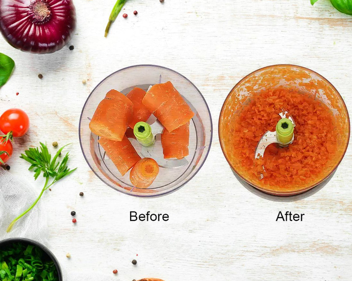 Manual Food Chopper (650ml): 3 Stainless Steel Blades, Locking System, Anti-Slip Base