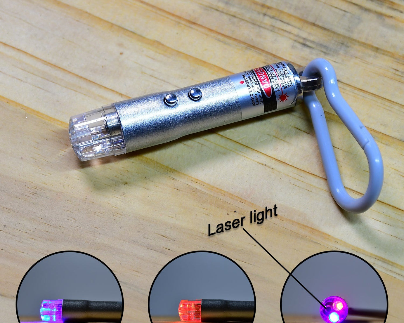 Multi-functional laser light with flashlight and keychain