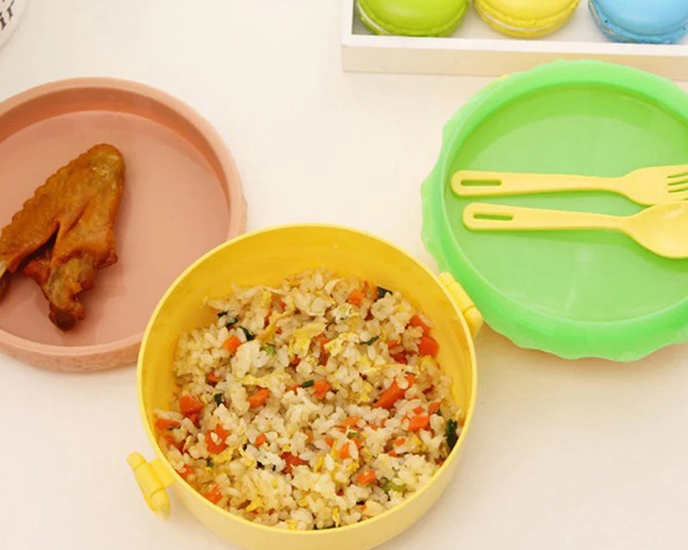 Burger Shape Lunch Box Plastic Lunch Box Food Container Sets Double Layer Lunchbox 1000ml With 2 Spoon Applicable to Kids and Elementary School Students