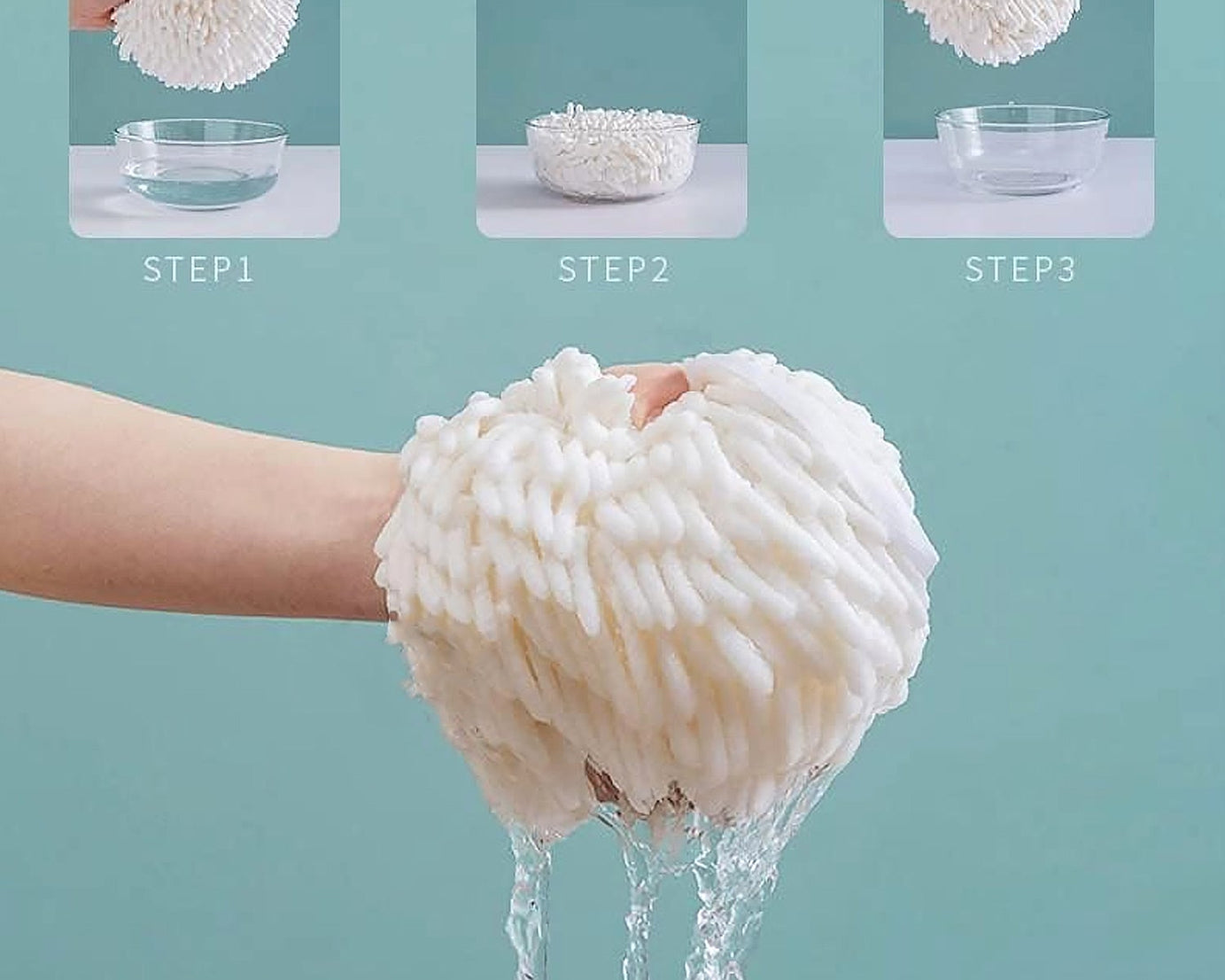 Hand Towels for Bathroom, Kitchen Hand Towel Hand Dry Towels Absorbent Soft Hanging Hand Bath Towels Microfiber Plush Chenille Hand Towel Ball Machine Washable Bathroom with Loop (1 Pc)