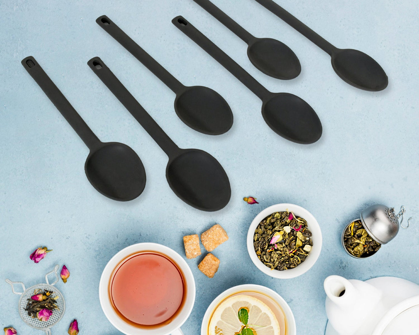 Multipurpose Silicone Spoon, Silicone Basting Spoon Non-Stick Kitchen Utensils Household Gadgets Heat-Resistant Non Stick Spoons Kitchen Cookware Items For Cooking and Baking (6 Pcs Set)