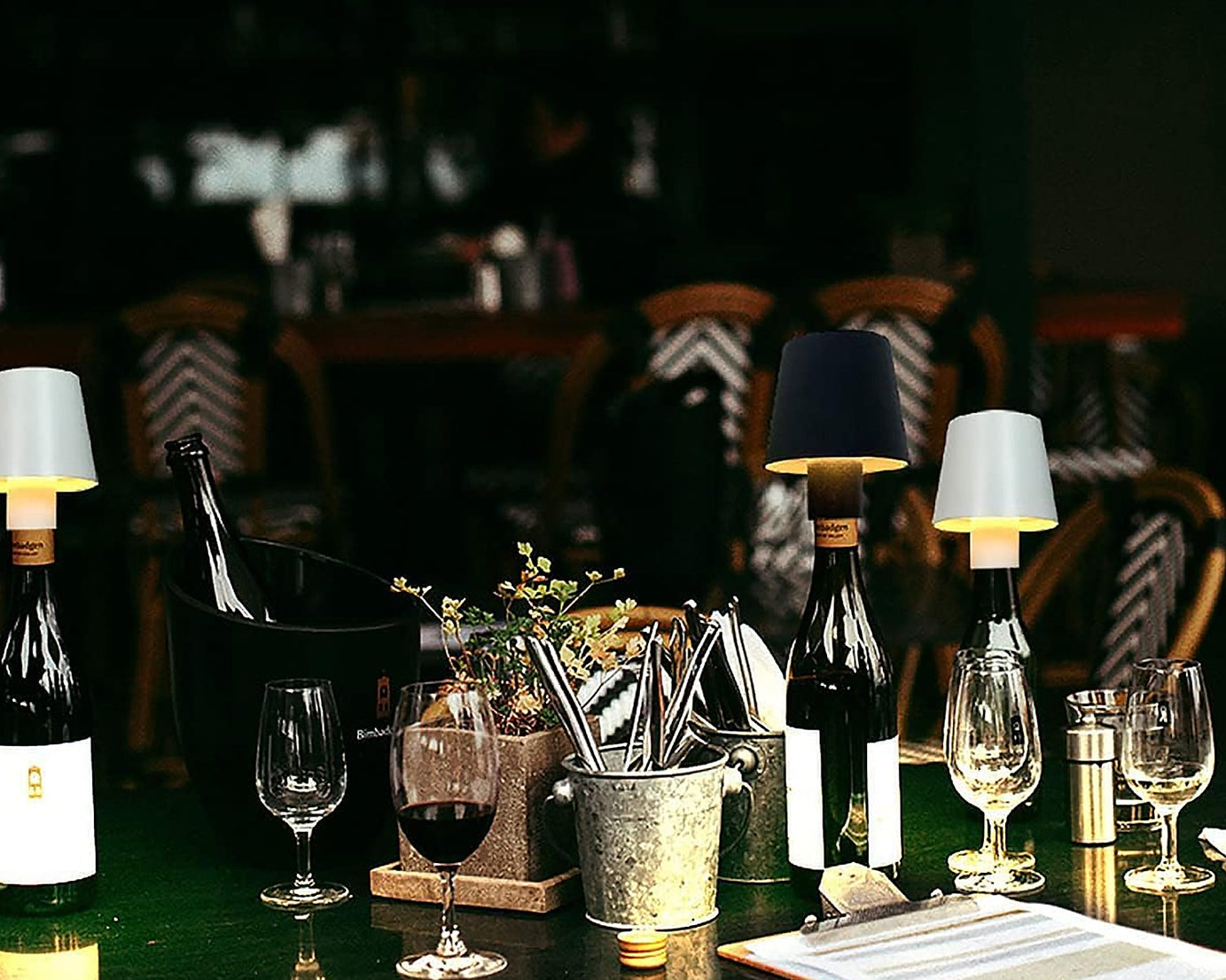 LED Dimmable Bottle Lamp 3 Color Temperature, Wireless Table Lamp for Indoor and Outdoor, USB Rechargeable Bottle Lamp for Family, Restaurant & Bar (1 Pc)