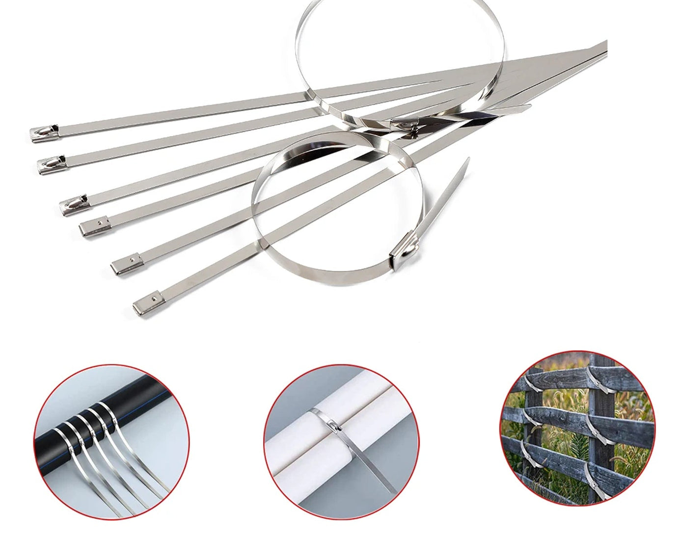 Stainless Steel Cable TIE Used for Solar, Industrial and Home Improvement Multipurpose HIGH Strength, Self-Locking Zip Ties, Multi-purpose Tie, Portable Rustproof 100Pcs Wide Application Zip Tie Set for Building (4.6x100MM /  100 pcs Set)