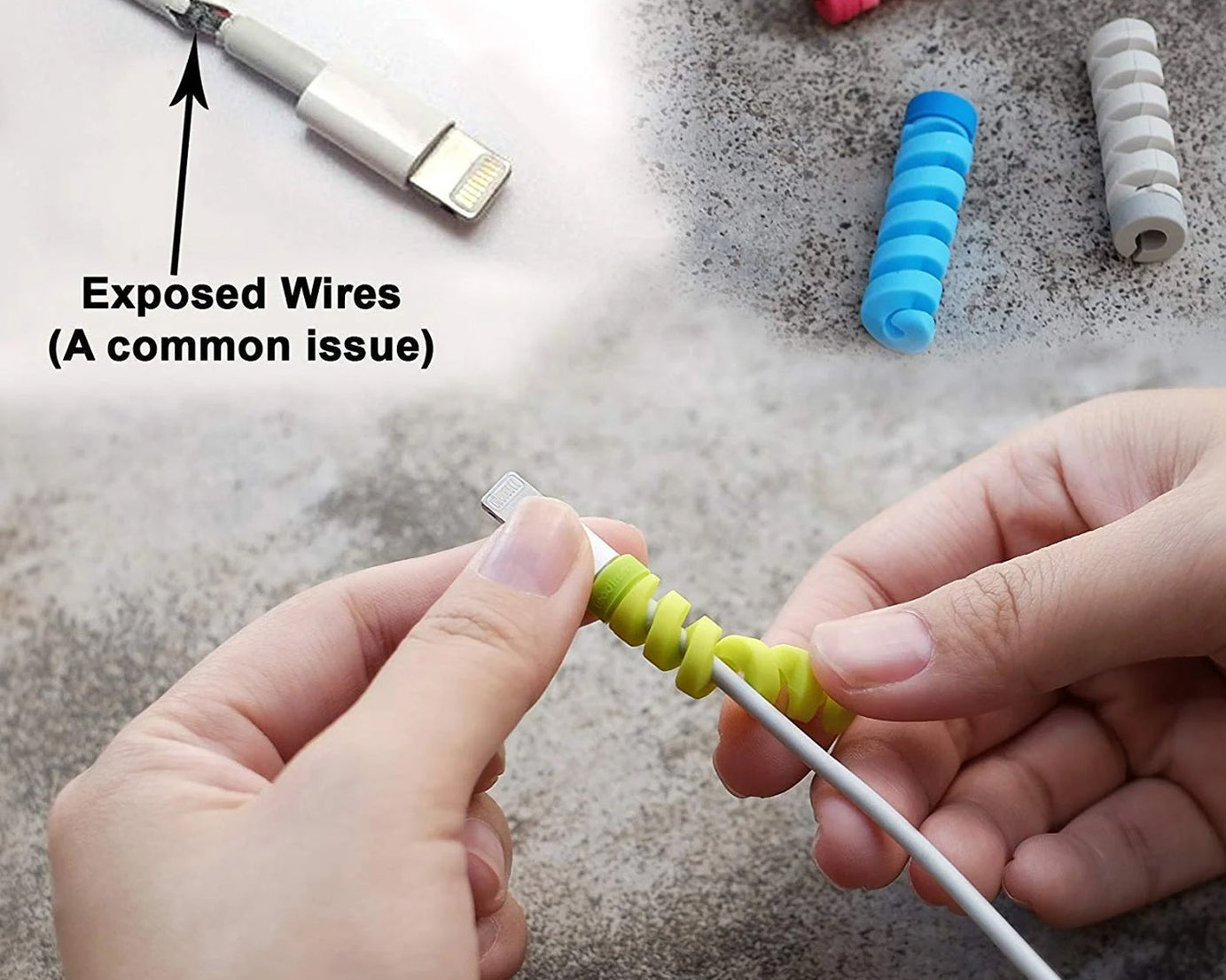 Spiral Charger Cable Protector Data Cable Saver Charging Cords Protective for All Universal Earphone & Cable Cover (Pack of 10)