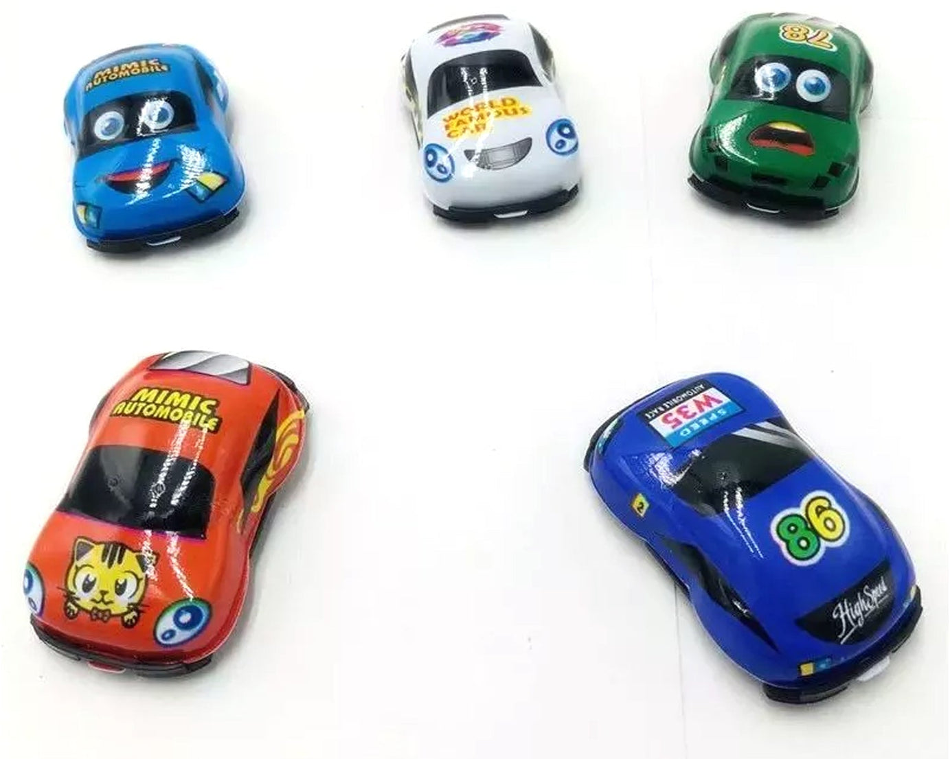 Colorful mini pull back cars, suitable for kids' amusement and games.