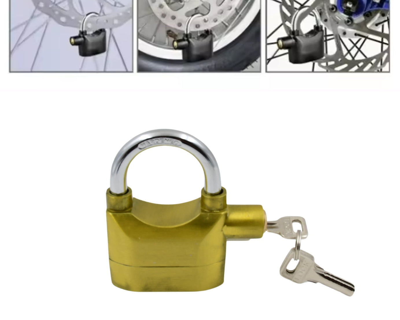Security Alarm Metallic Lock System with 3 Keys (1 Set / Mix Color)