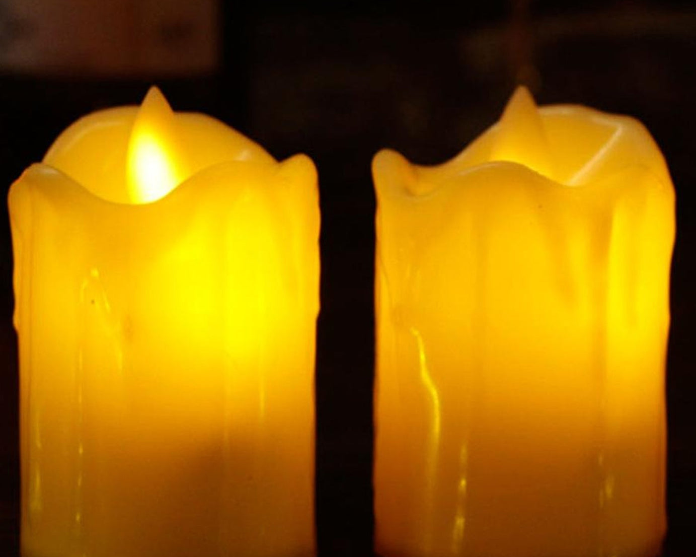 Multicolor flameless candles for interior decoration.
