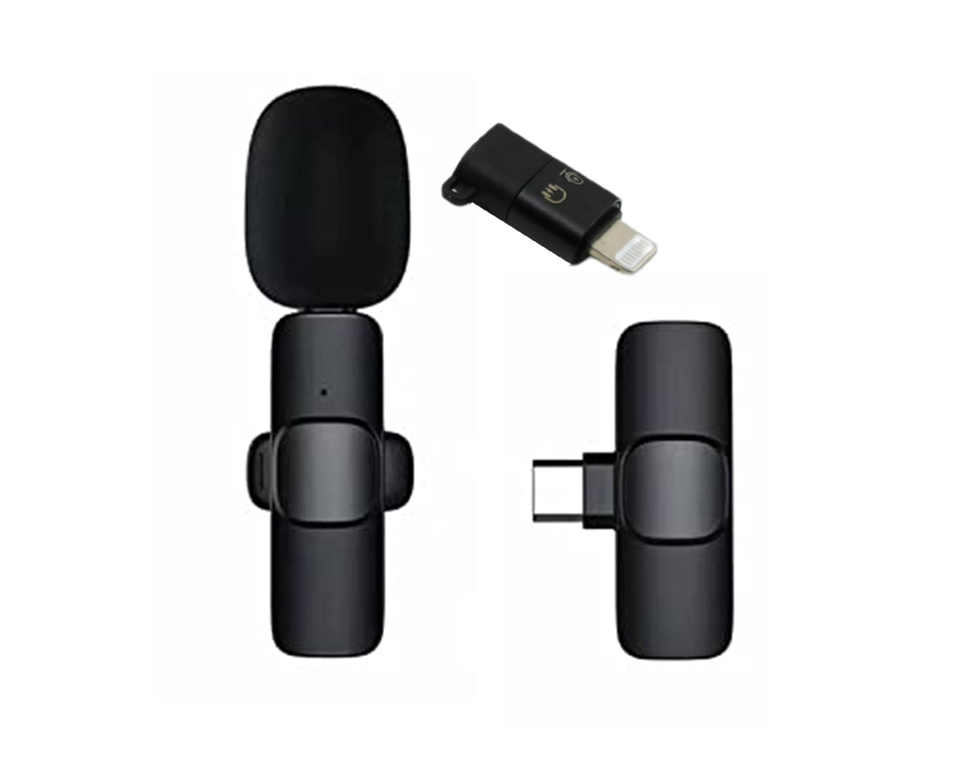 Intelligent Noise Cancelling Live Streaming Clip on Microphone for Type-C & for iPhone with Charging Mini Wireless Lapel Collar Microphone