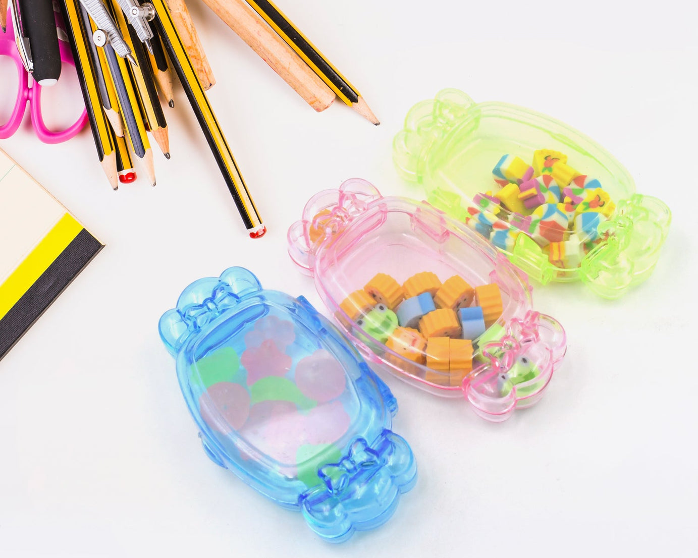 Cute School Eraser Set Cute Eraser Multi Design Rubber Erasers For Pencil Cleaning Stationery School Student Girl Kids (15 pc In1 Set)
