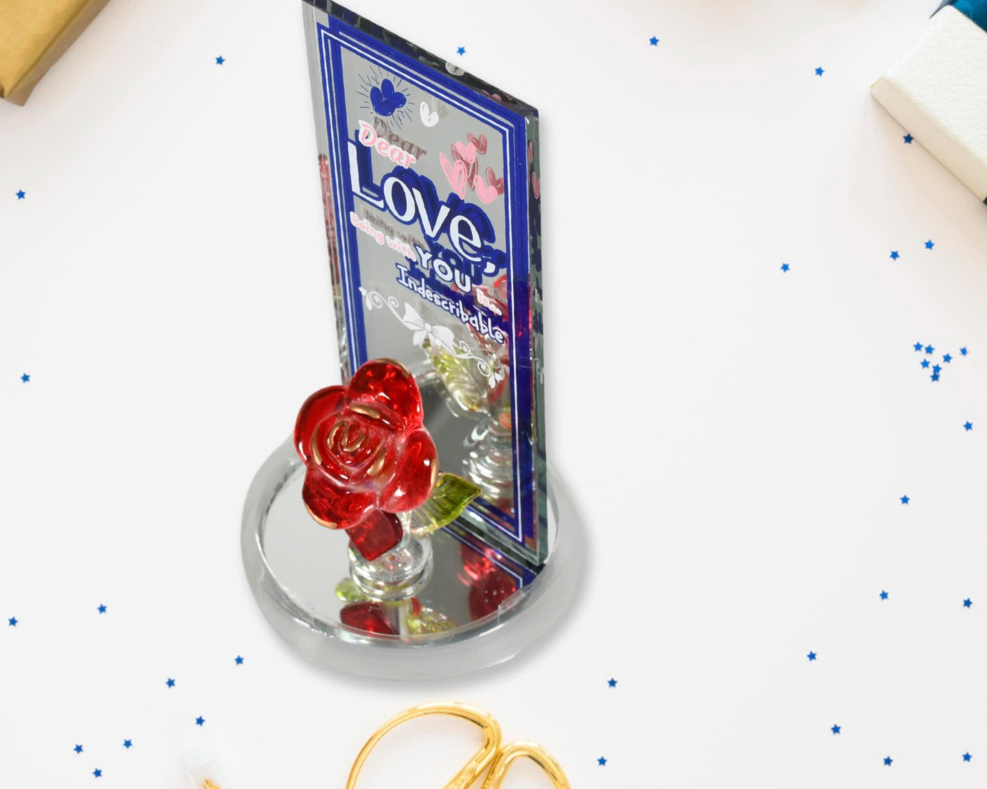 Lovely Rose Gift Showpiece, Love showpiece Valentine's Day Gift, Cute Anniversary, Wedding, Birthday, Boyfriend, Husband Romantic Unique Gift Set, Home Decoration Gift Set (1 Pc)