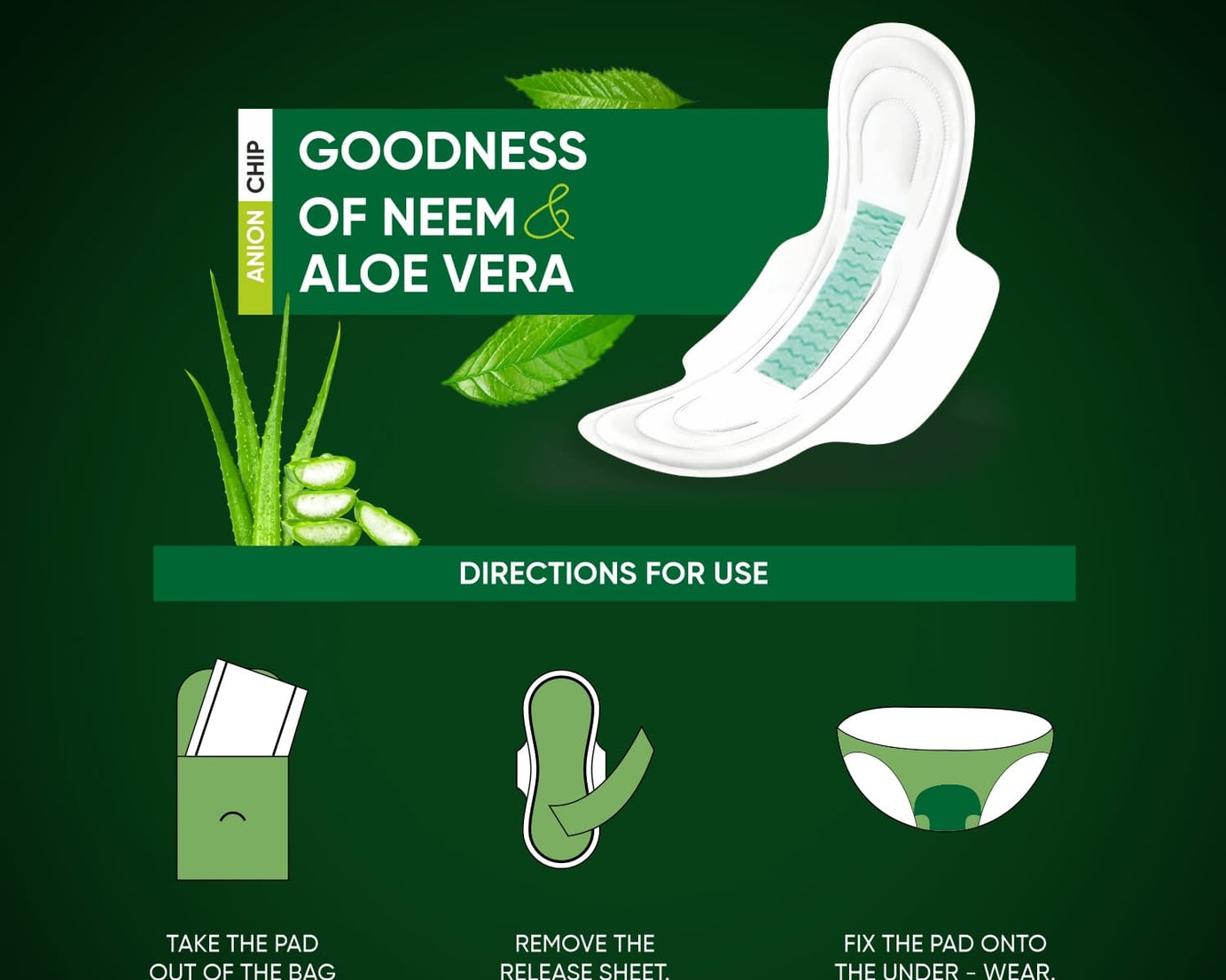 Sanitary Pads for Women With Goodness of Neem & Aloe Vera | Ultra Thin | Leakage Protection | PH Balance | With Antibacterial Anion Chip | (155 MM / 24 Pads)