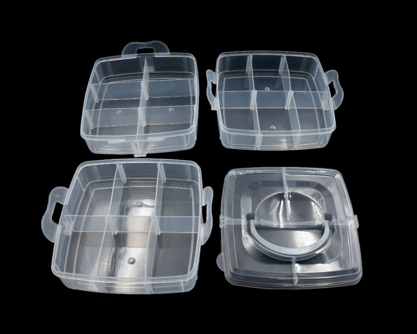 Versatile 18-Grid 3-Layer Transparent Plastic Organizer Box with Adjustable Dividers for Jewelry & Fishing Hooks