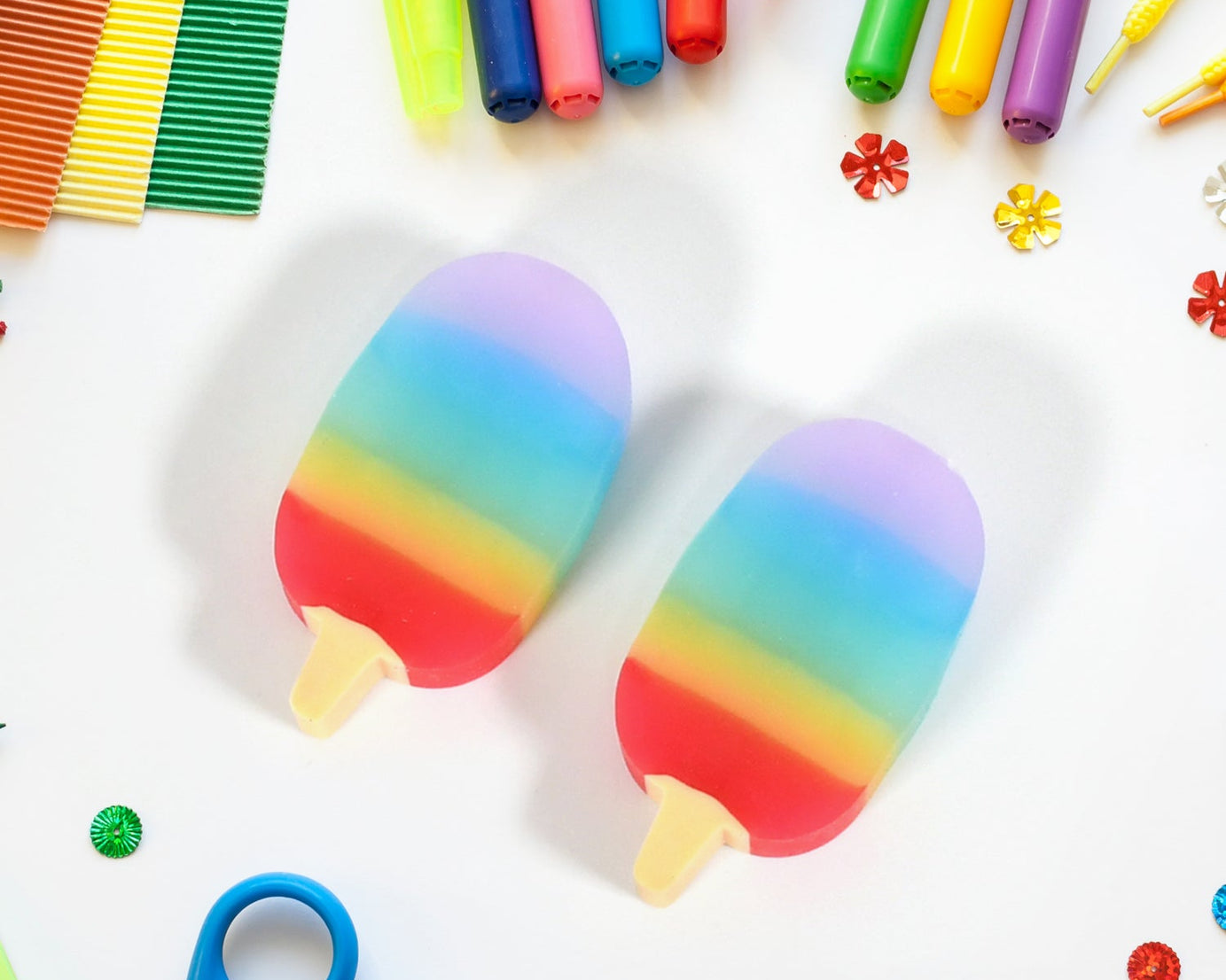 Jelly Popsicle Shape Fancy &amp; Stylish Erasers, Mini Eraser Creative Cute Novelty Eraser for Children Eraser Set for Return Gift, Birthday Party, School Prize (2 Pc Set| Mix Design)