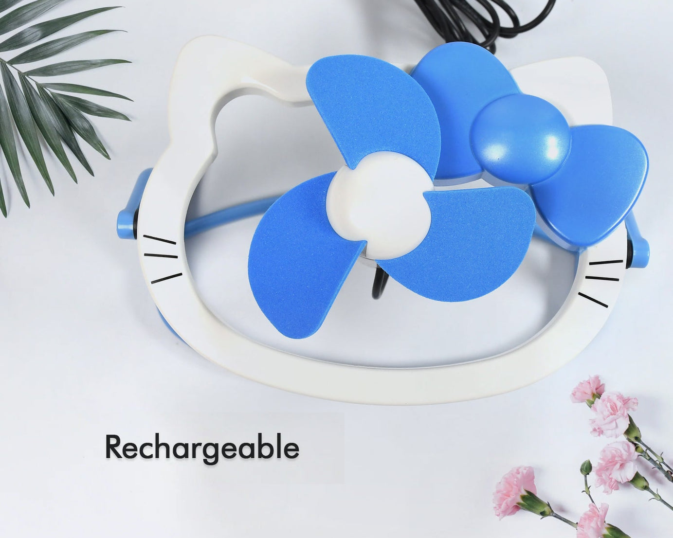 HELLO KITTY CARTOON FAN CUTE BRIGHT COLOR DESKTOP OFFICE USB MINI FAN PERSONAL DESKTOP FAN (Battery Not Include)