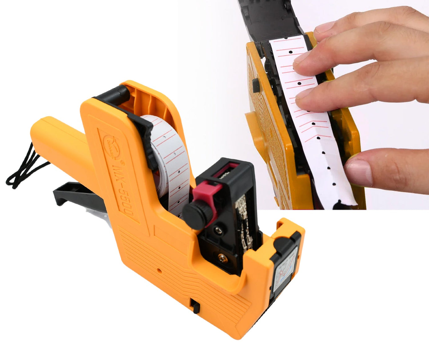 HAND HELD PLASTIC 8 DIGITS PRICE LABEL TAG GUN WIDELY USED IN DEPARTMENTAL STORES AND MARKETS FOR PRICE TAGGING AMONG CUSTOMERS.