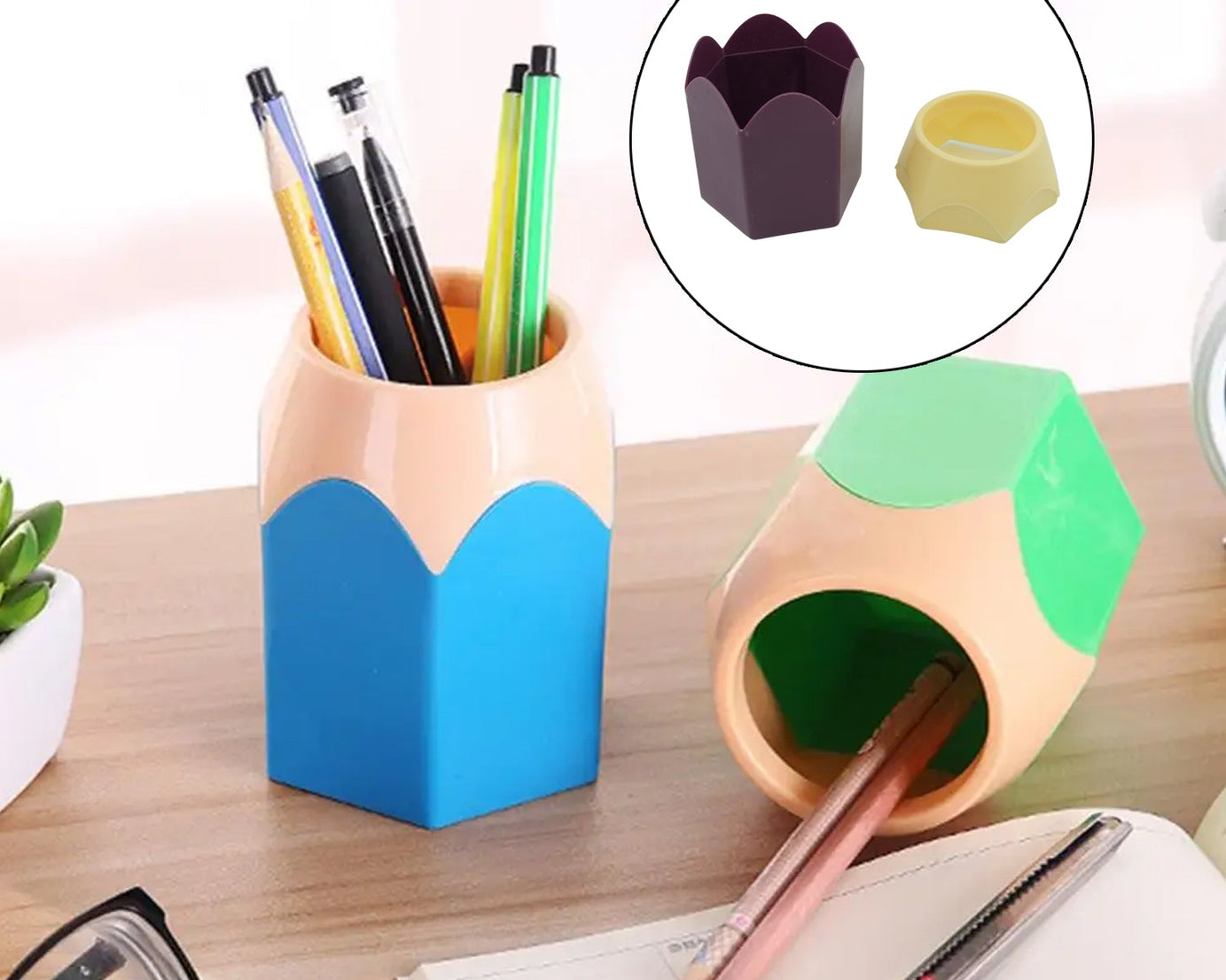 4312 Pencil Pot, Desk Pen Pencil Holder, Makeup Brush Holder, Container Pot for Desk Accessories Supplies Organizer, Home, Office, School Decoration Desktop Decor (1 Pc)