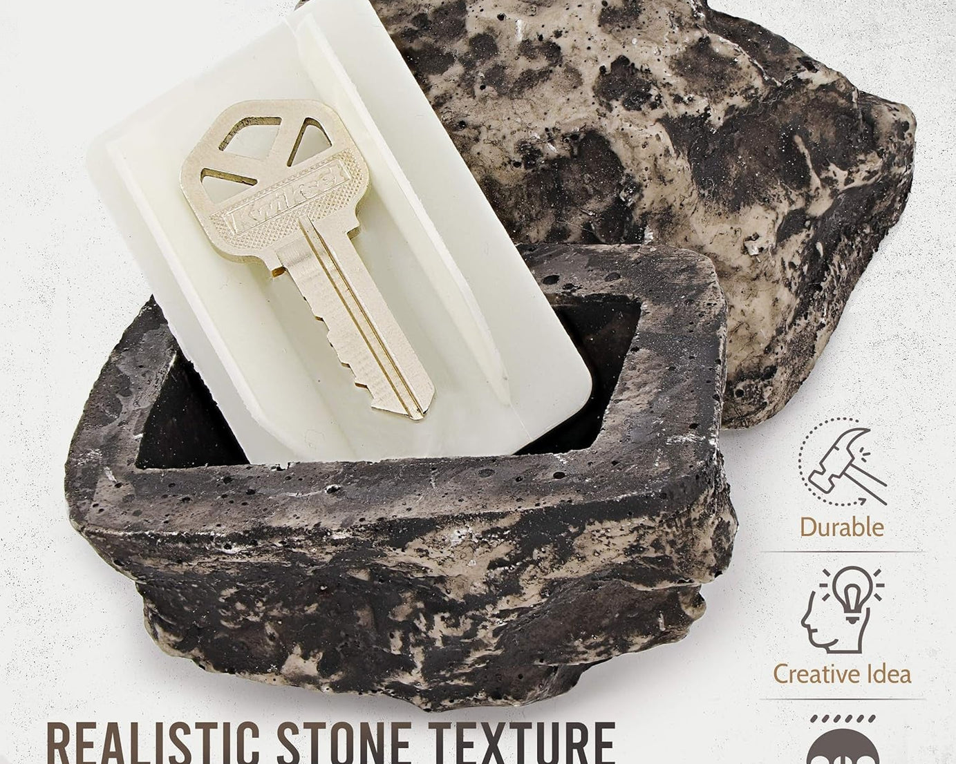8744 Hide a Key Outside Rock Looks Like a Real Rock - Weatherproof Rock Key Perfect for Emergencies - Fake Rock Key Hider Outside Decorative (1 Pc)