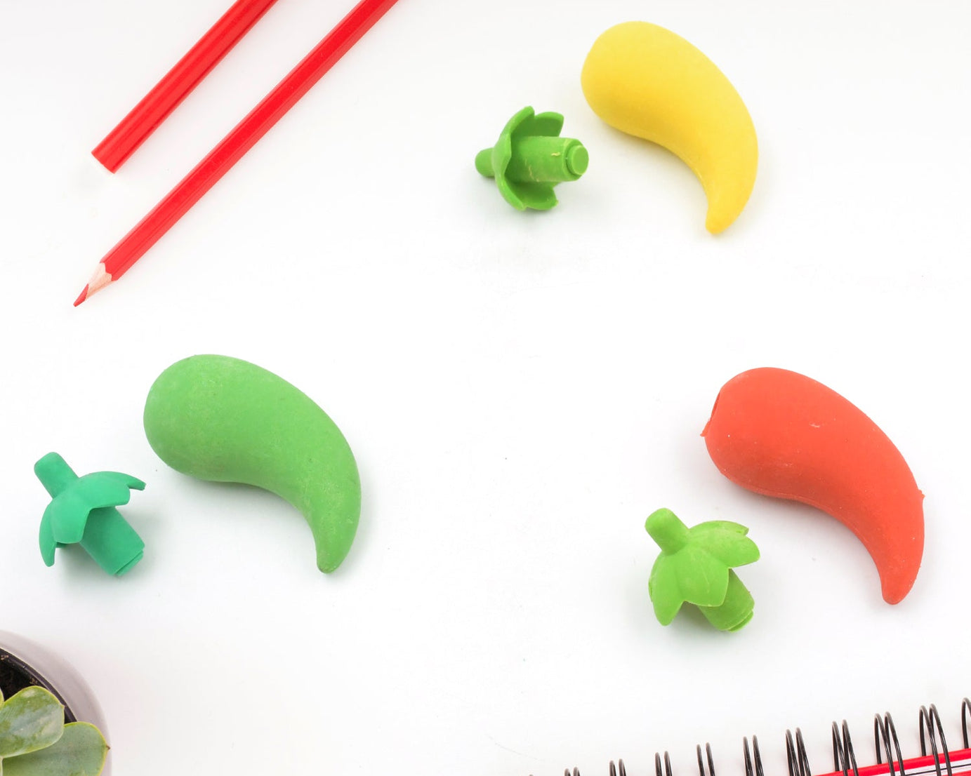 4626 3D Fancy & Stylish Colorful Chili Shape Erasers, Mini Eraser Creative Cute Novelty Eraser for Children Eraser Set for Return Gift, Birthday Party, School Prize, (3 pc Set)
