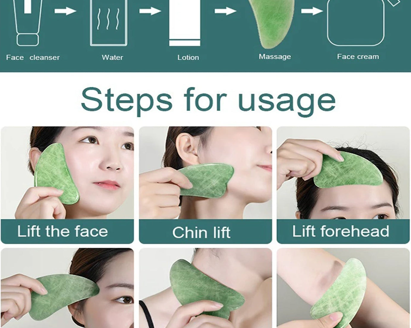 Gua Sha Stone and Anti Aging Jade Roller Massager for Face Massage Natural Face Skincare Massager & Face Roller Massager for Women | Face Shaper Jade Roller and Gua Sha Set for Glowing Skin
