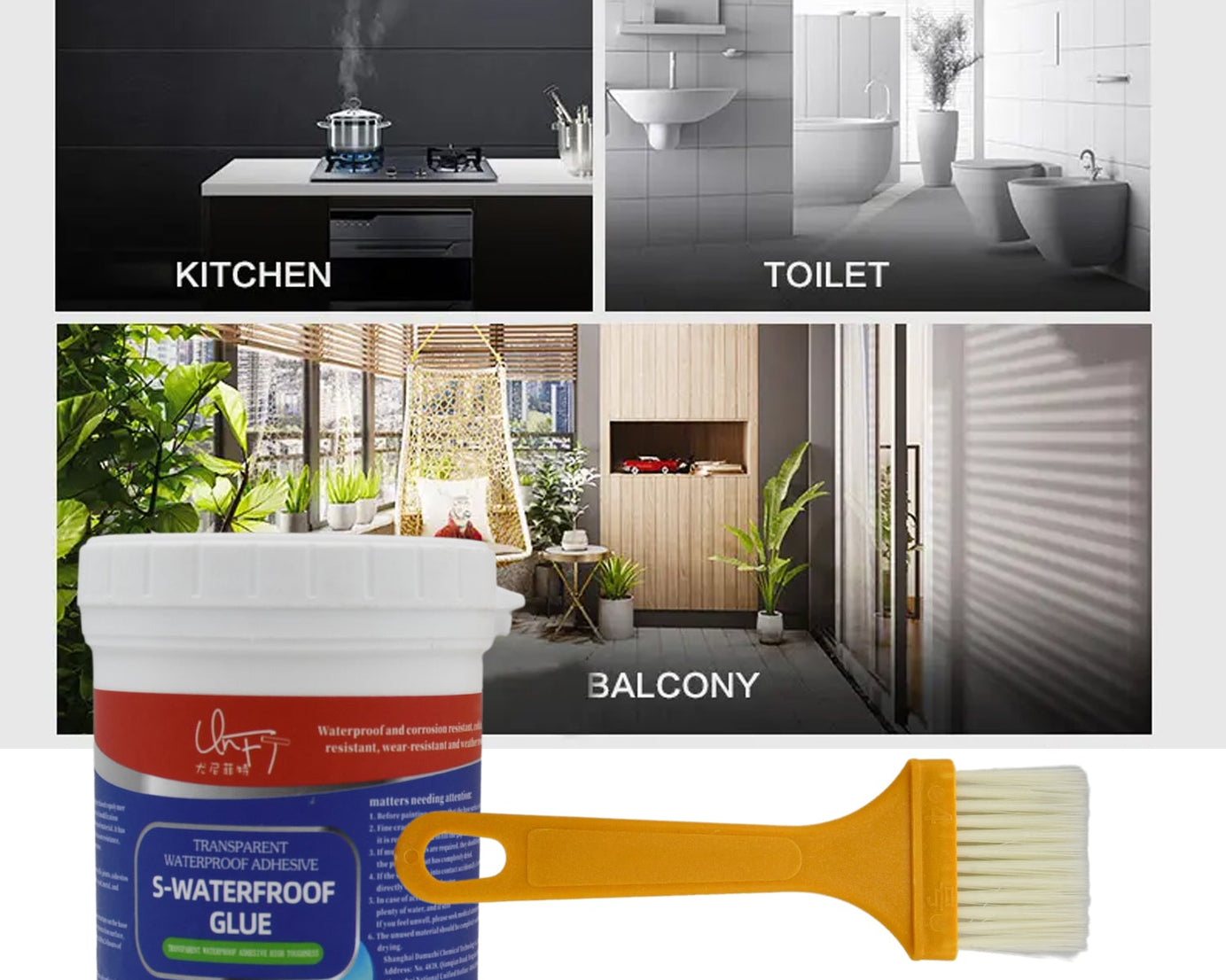 7935 Transparent Waterproof Glue 300g with Brush, Leakage Protection Outdoor Bathroom Wall Tile Window Roof, Anti-Leakage Agent, sealant glue, Roof Sealant Waterproof Gel