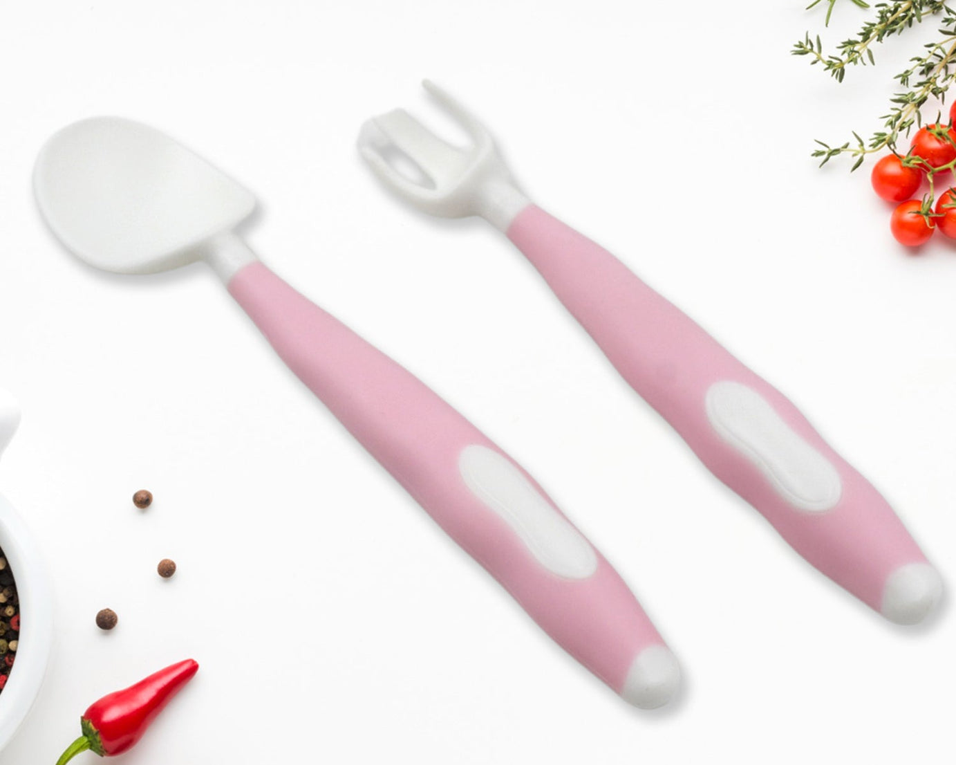 Silicone Bendable Kids Feeding Spoons And Forks, Toddler Utensils with Travel case, Baby Spoon and Fork Set for self-Feeding Learning Bendable Handle for Kid Children Toddlers (2 Pc Set)