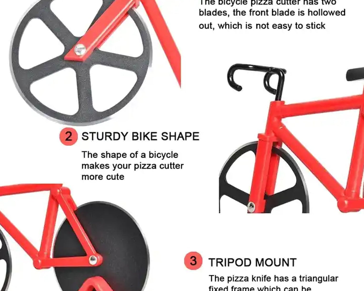 Bicycle Pizza Cutter (1 Pc): Stainless Steel, Unbreakable Handle